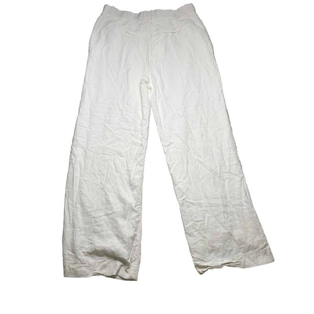 Abercrombie & Fitch White Wide Leg Lined Linen Blend Pants Womens (Fits 32x30) - Picture 2 of 10